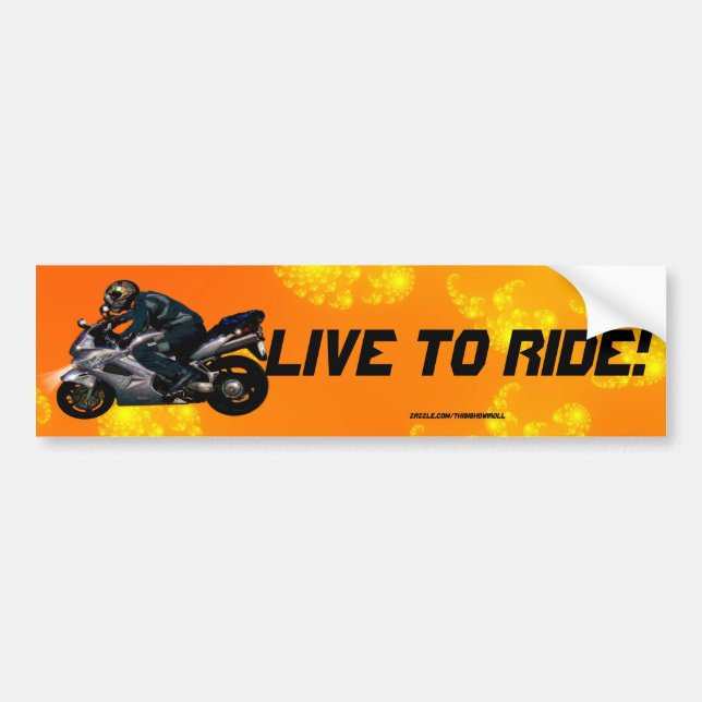 Live To Ride Motorbiker Bumper Sticker (Front)