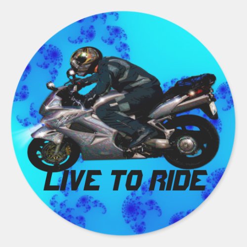 Live To Ride Motorbiker Classic Round Sticker