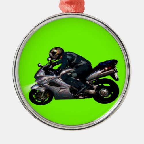 Live To Ride Motorbiker Metal Ornament