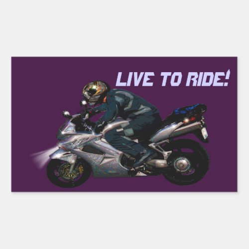 Live To Ride Motorbiker Rectangular Sticker