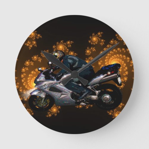 Live To Ride Motorbiker Round Clock