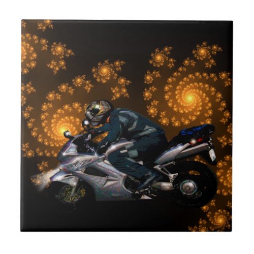 Live To Ride Motorbiker Tile