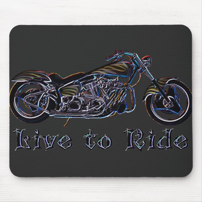 Live to Ride Neon Motorcycle Mousepad (Front)
