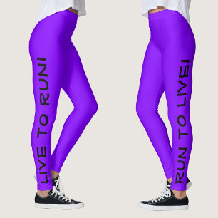 Live to Run! Run to Live! Cute Purple Running Leggings