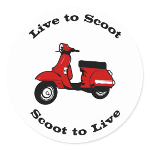 Live to Scoot Round Sticker
