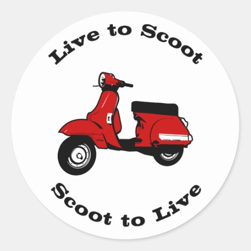 Live to Scoot Round Sticker