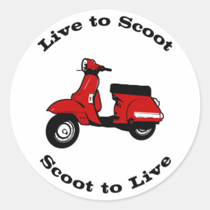 Live to Scoot Round Sticker