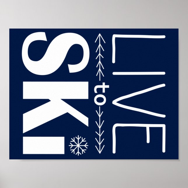 Live to Ski poster (basic) - navy blue (Front)