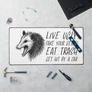 Live Ugly Fake Your Death Eat Trash Funny Opossum Desk Mat