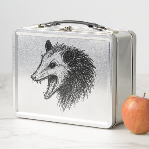 Live Ugly Fake Your Death Eat Trash Funny Opossum Metal Lunch Box