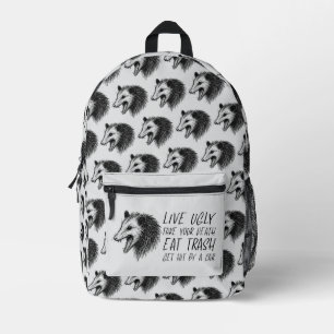 Live Ugly Fake Your Death Eat Trash Funny Opossum Printed Backpack