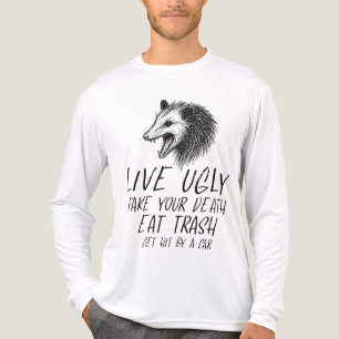 Live Ugly Fake Your Death Eat Trash Funny Opossum Tri-Blend Shirt