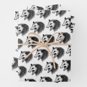 Live Ugly Fake Your Death Eat Trash Funny Opossum Wrapping Paper Sheets