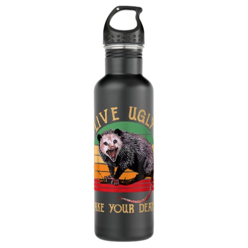 Live Ugly Fake Your Death Vintage Ugly Possum  Stainless Steel Water Bottle
