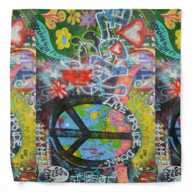 Live Upside Down Peace Sign Wall Bandana (Front)
