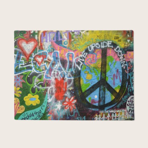 Live Upside Down Peace Sign Wall Doormat
