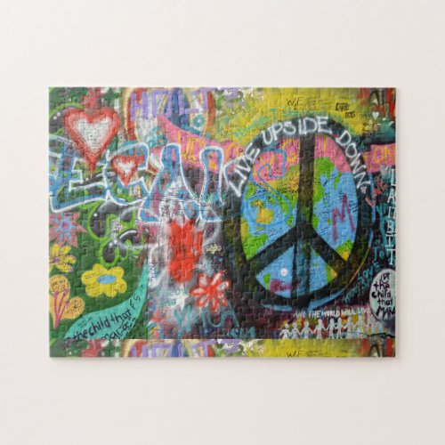 Live Upside Down Peace Sign Wall Jigsaw Puzzle