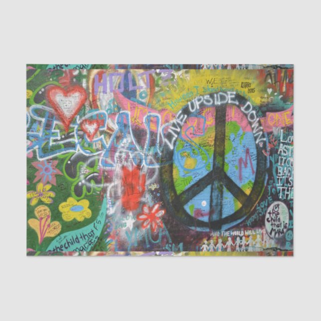 Live Upside Down Peace Sign Wall Tissue Paper (Front)