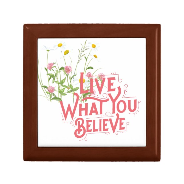 Live What You Believe Quote Purple Dainty Floral Gift Box (Front)