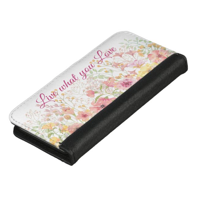 Live What You Love Floral iPhone Wallet Case (Top)