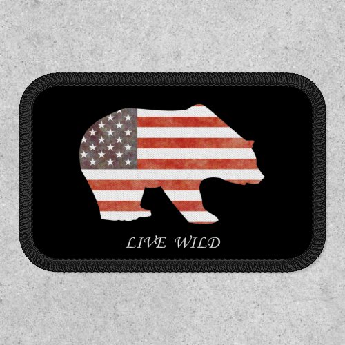 Live Wild American Flag Bear Patch