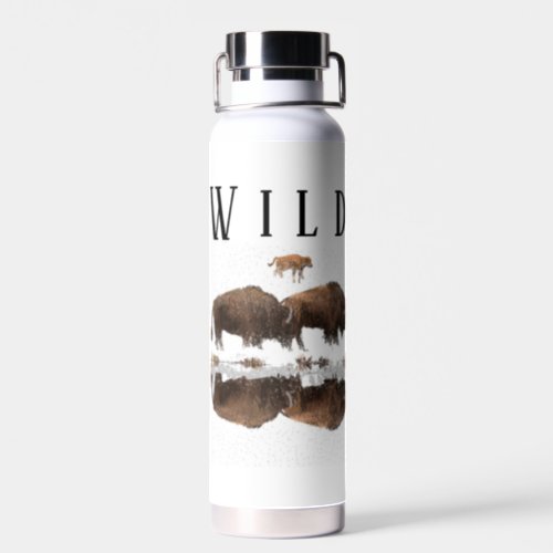 Live Wild _ Snowy Bison Wildlife  Water Bottle
