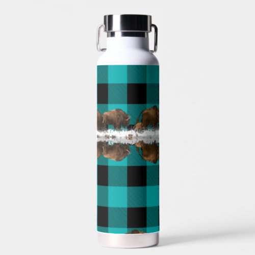 Live Wild _ Snowy Bison Wildlife  Water Bottle