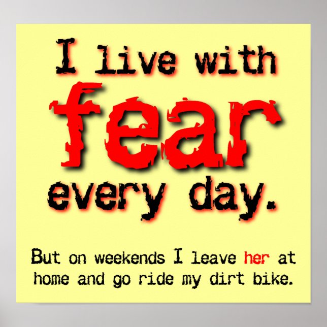 Live With Fear Dirt Bike Motocross Poster (Front)