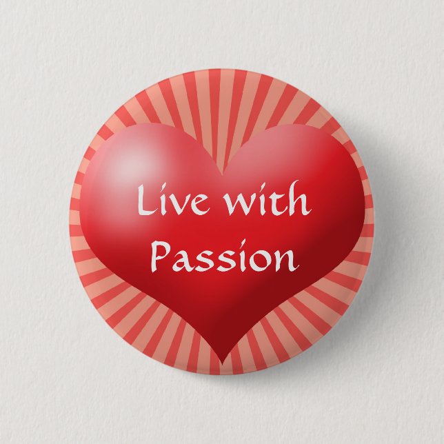 Live With Passion Heart Pin Button (Front)