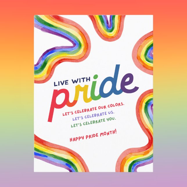 Live with Pride Rainbow Watercolor Postcard (Creator Uploaded)