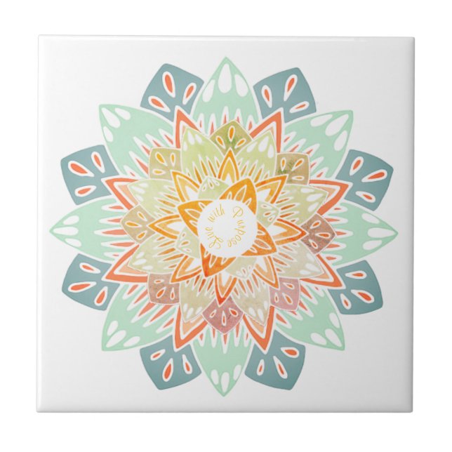 Live with Purpose Mandala Ceramic Tile (Front)