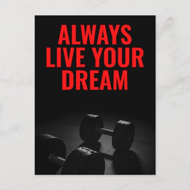 Live Your Dream Bodybuilding Training Fitness Postcard (Front)