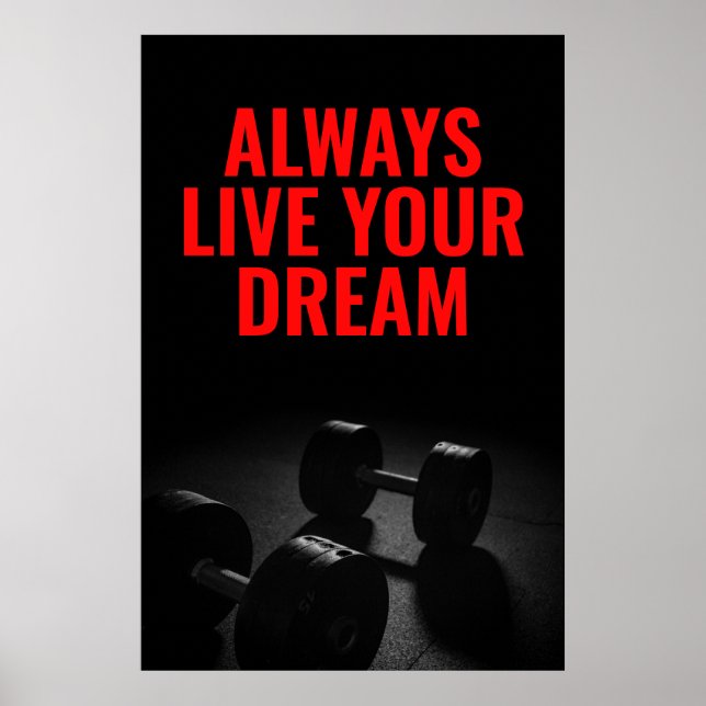 Live Your Dream Bodybuilding Training Fitness Poster (Front)