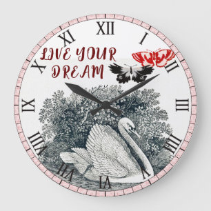 Live Your Dream Like Swan Large Clock