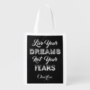 Live Your Dreams custom name & color reusable bag