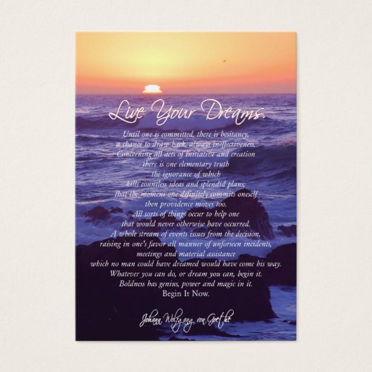 Live Your Dreams INSPIRATIONAL CARDS (Front)