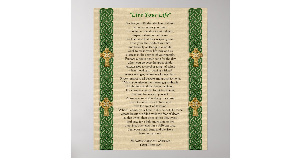 Chief Tecumseh Poem: Live Your Life - Poem Analysis