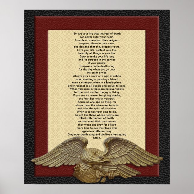 "Live your life" , Chief Tecumseh with gold eagle Poster (Front)