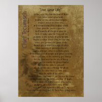 "Live Your Life" on old parchment, Chief Tecumseh