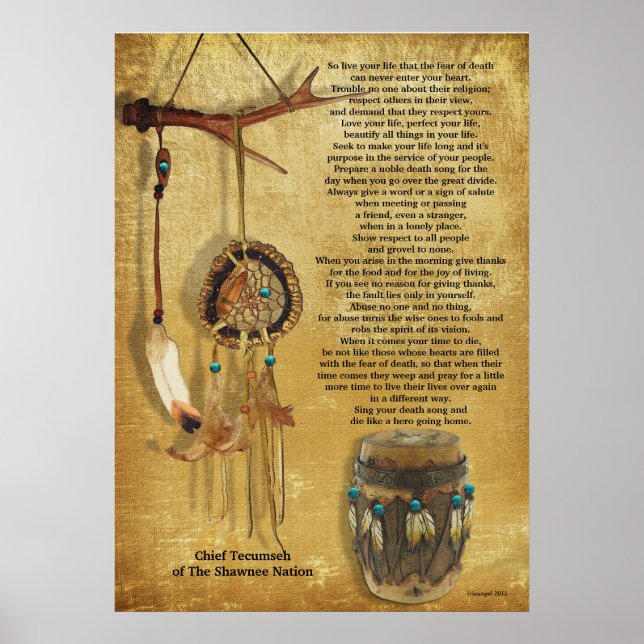 "Live your life" Tecumseh Dreamcatcher and Drum Poster (Front)