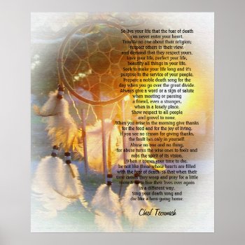 "live Your Life" Tecumseh Dreamcatcher Sunset Poster by Irisangel at Zazzle