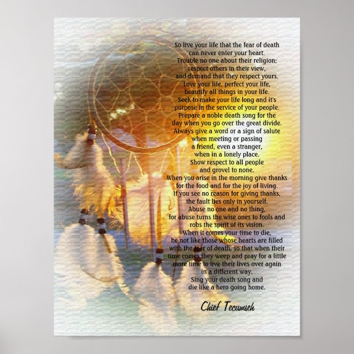 "Live your life" Tecumseh Dreamcatcher sunset Posters