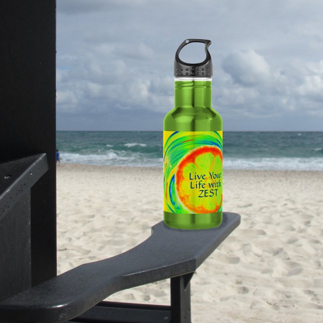 Live Your Life with Zest Psychedelic Citrus Stainless Steel Water Bottle (Creator Uploaded)