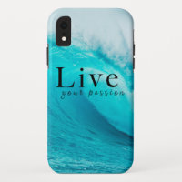 Live your passion phone case quote sea blue