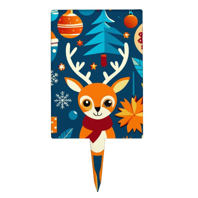 Lively and colorful christmas pattern cake topper (Front)