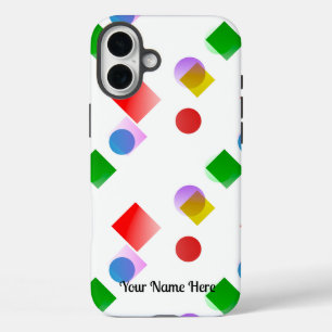 Lively and Colorful Circles and Squares iPhone 16 Plus Case