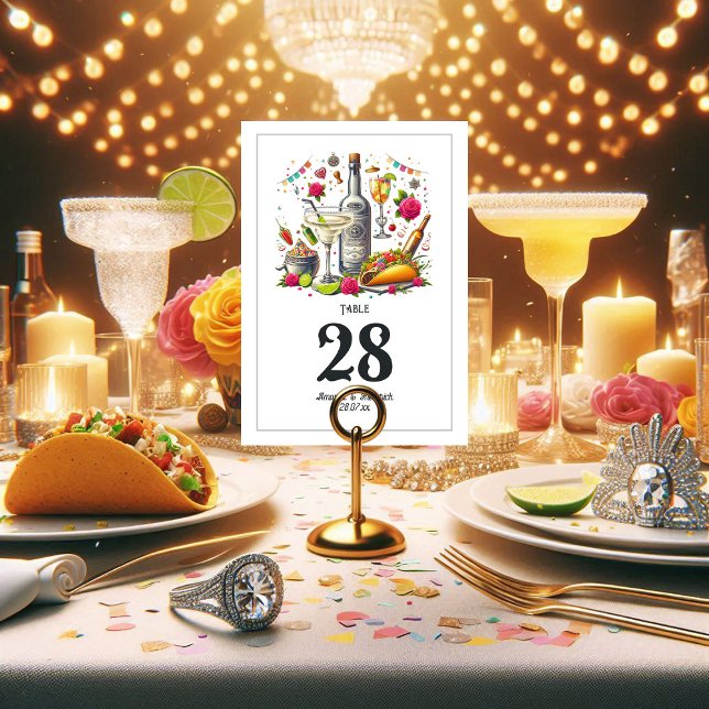 Lively and Fun Tacos and Tequila Fiesta Wedding Table Number (Lively and Fun Tacos and Tequila Fiesta Wedding Table Number Card)