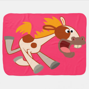 Lively Cartoon Pinto Horse Baby Blanket