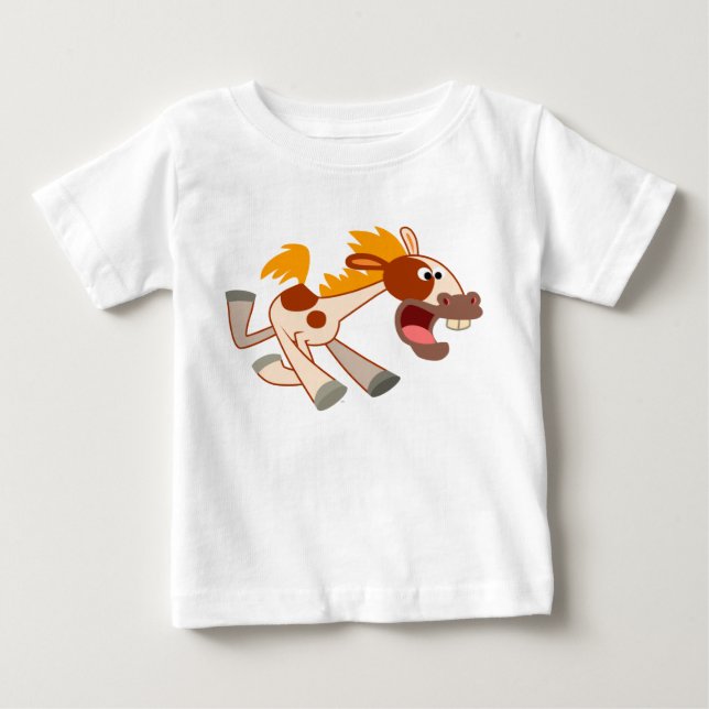 Lively Cartoon Pinto Horse Baby T-Shirt (Front)