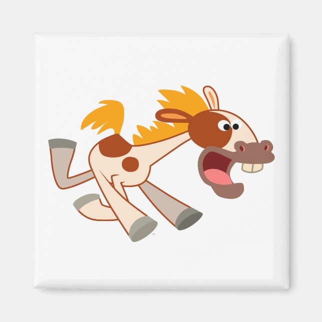 Lively Cartoon Pinto Horse Magnet (Front)